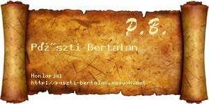 Pászti Bertalan névjegykártya